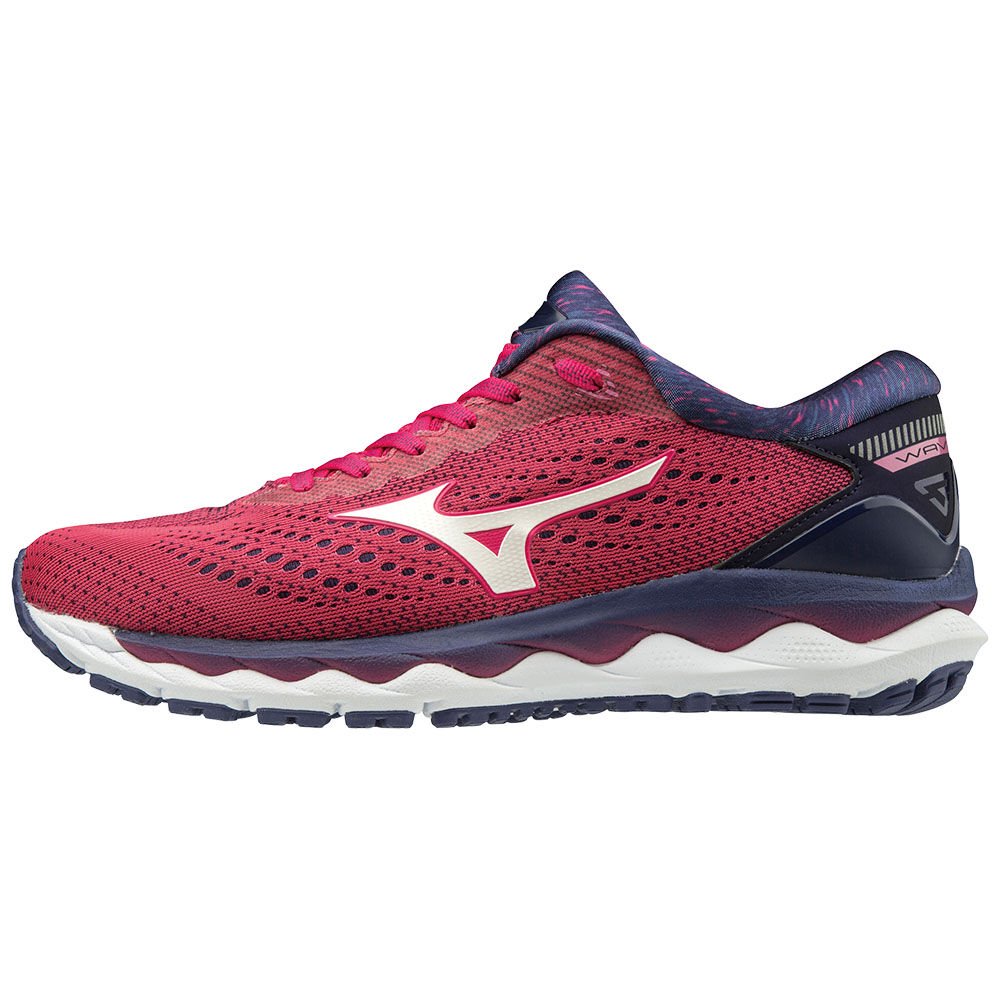 Mizuno Women's Trail Running Shoes WAVE SKY 3 Rose White - TRWPCMB-18